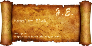 Heszler Elek névjegykártya